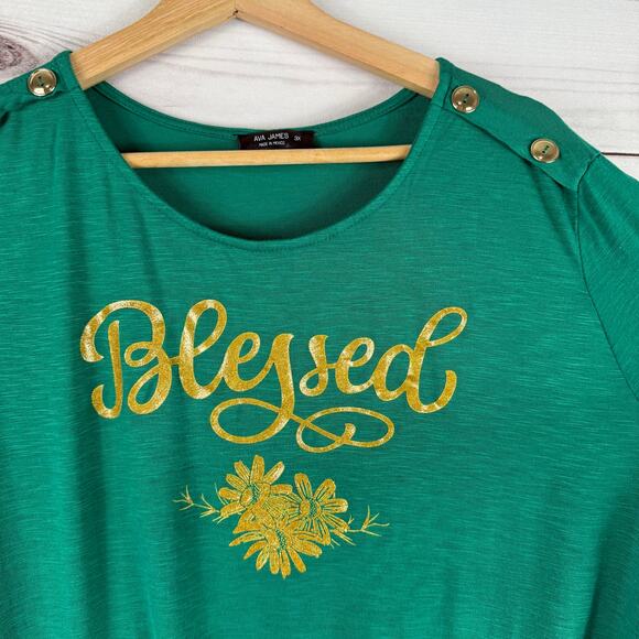 Women's Ava James Plus Size BLESSED T-Shirt Size 3X - Picture 2 of 4